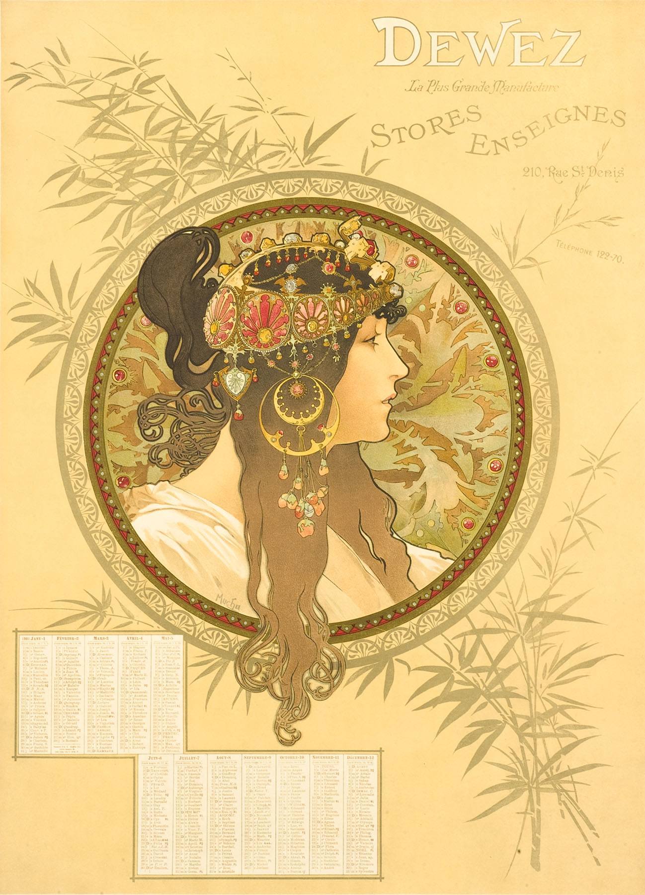 Art Nouveau Style Tetes Byzantine Plaque ~Alphonse Mucha