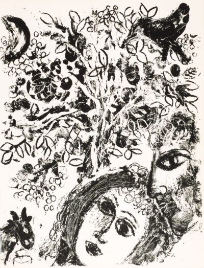 Marc Chagall lithograph LE COUPLE DEVANT L’ARBRE