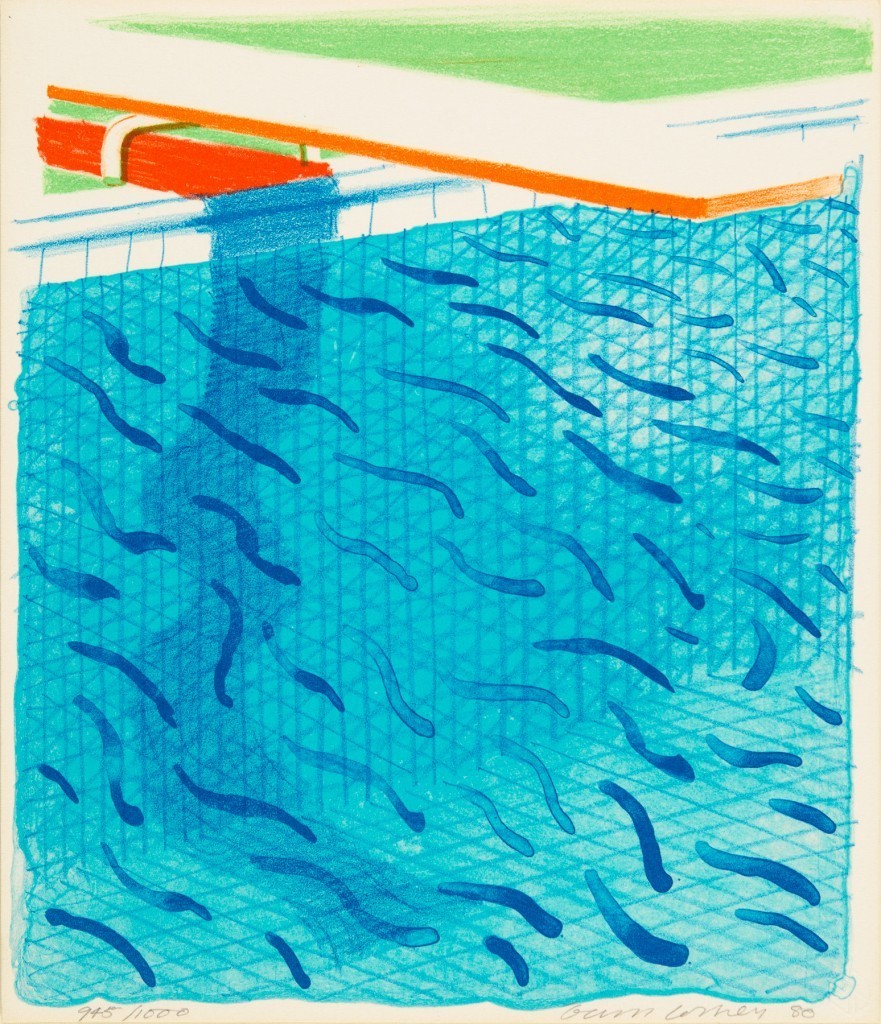 David Hockney Lithograph POOL MADE WITH PAPER AND BLUE INK FOR BOOK