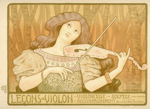 Paul Berthon lithograph LEÇONS DE VIOLON