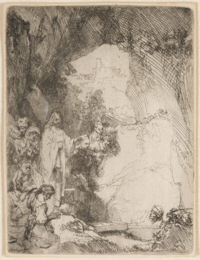 Rembrandt etching The Raising of Lazarus. Small Plate