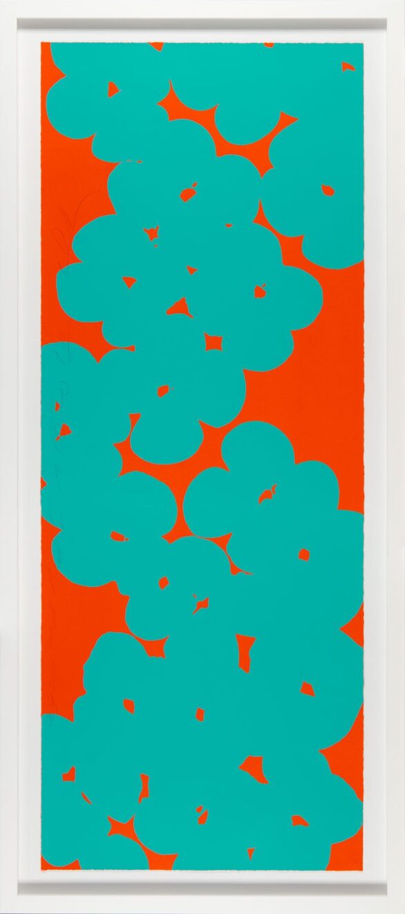 Donald Sultan screenprint Wallflowers (Aqua and Orange) (Framed)