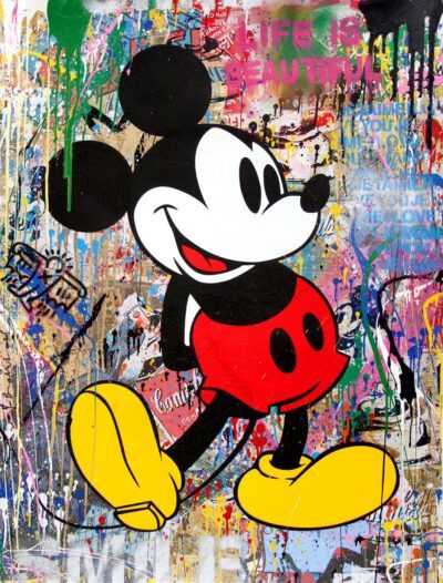Mr. Brainwash silkscreen and mixed media painting Mickey