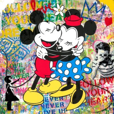 Mr. Brainwash silkscreen and mixed media painting Love Is In The Air