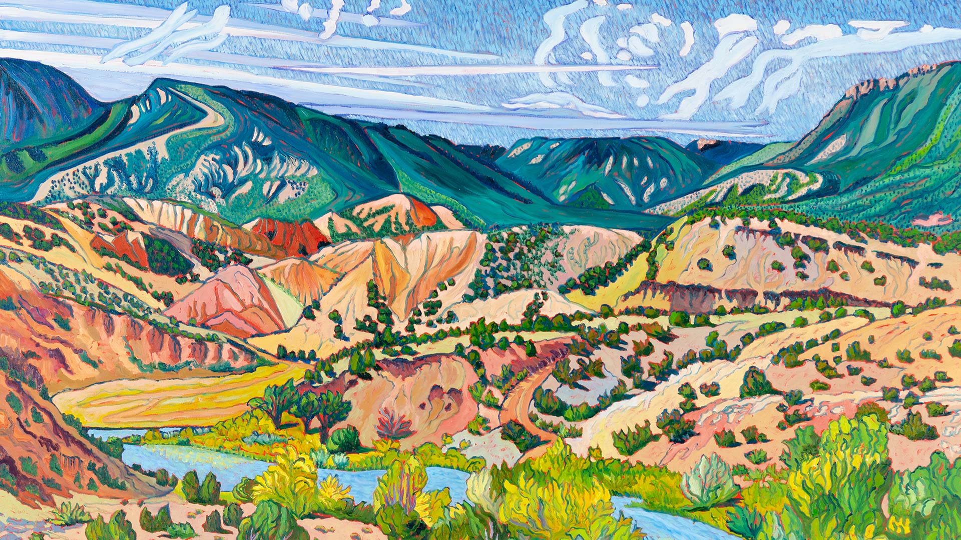 Kathleen Frank painting Meandering Chama