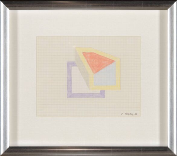 Frank Stella drawing on graph paper, Framed