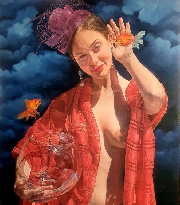 Teresa Brutcher painting Nep Tuna, The Fish Whisperer
