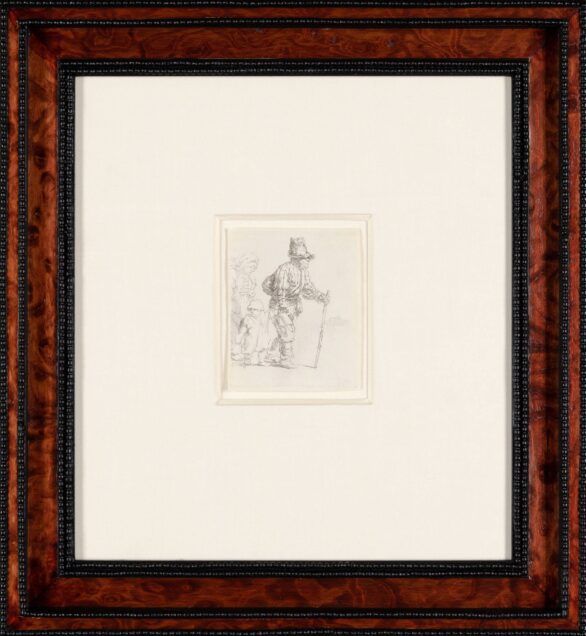 Rembrandt Van Rijn etching Peasant Family on the Tramp, Framed