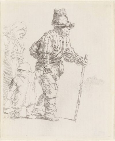 Rembrandt Van Rijn etching Peasant Family on the Tramp