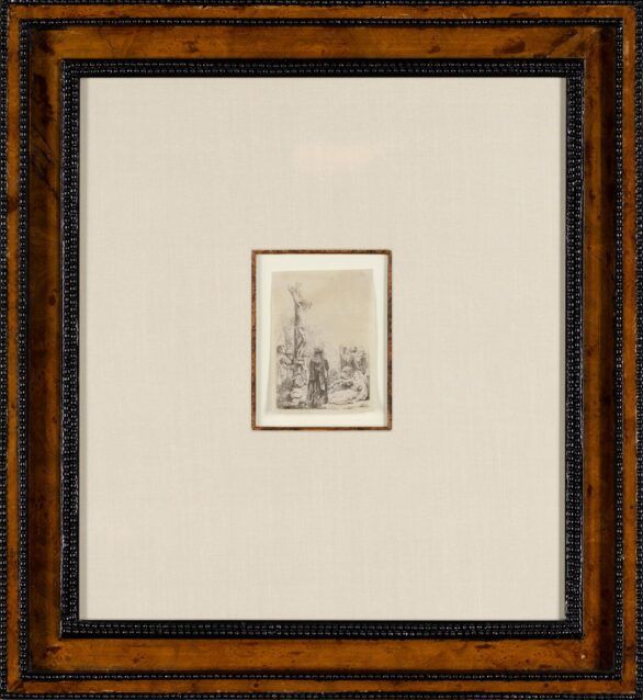 Rembrandt Van Rijn etching The Crucifixion: Small Plate, Framed