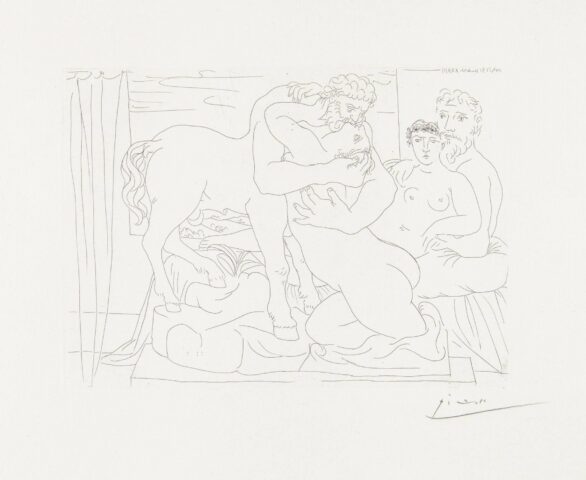 Pablo Picasso etching Le Repose du sculpteur devant un centaure et une femme
