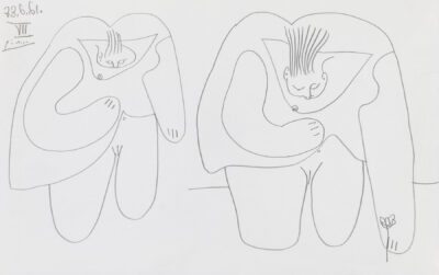 Original Pablo Picasso drawing Les Dejeuners, Etudes VII (d'apres Manet)