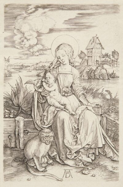 Albrecht Dürer engraving Madonna and Child with the Monkey