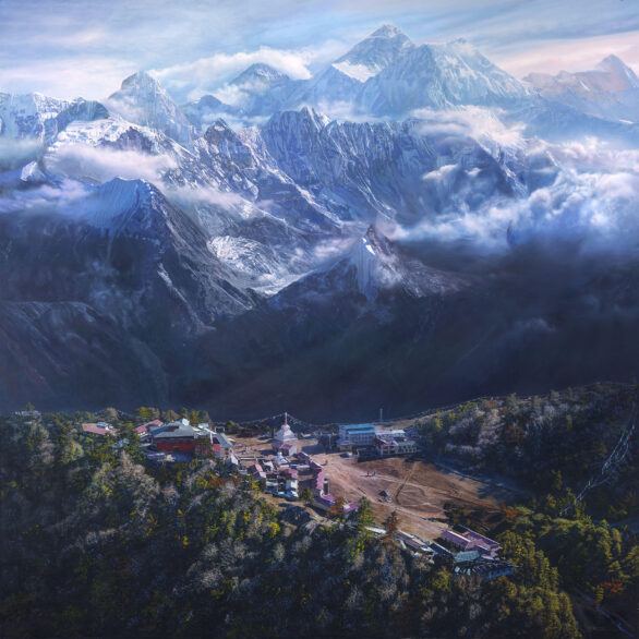T.J. Mueller painting Mount Everest