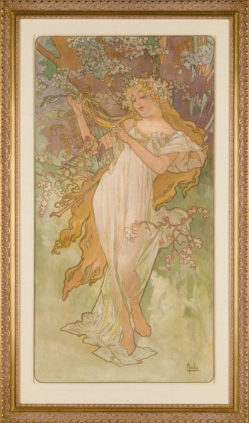 Mucha Les Saisons Printemps, Framed