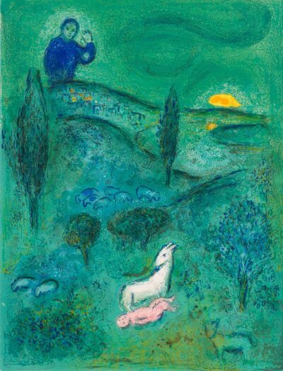 Marc Chagall Lithograph Découverte de Daphnis par Lamon
