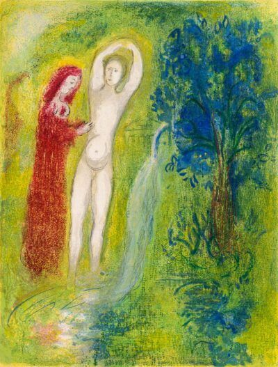 Marc Chagall Lithograph Daphnis et Chloe au Bord de la Fontaine