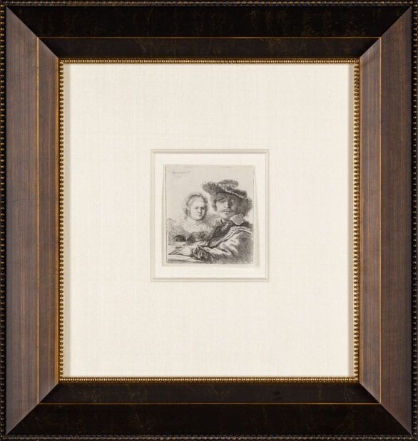 Rembrandt Van Rijn Etching "Rembrandt and his Wife Saskia" Framed