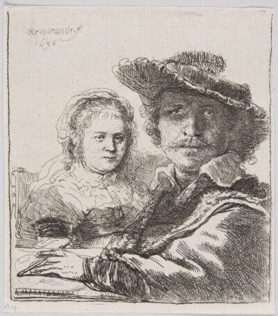 Rembrandt Etching: Rembrandt and his Wife Saskia