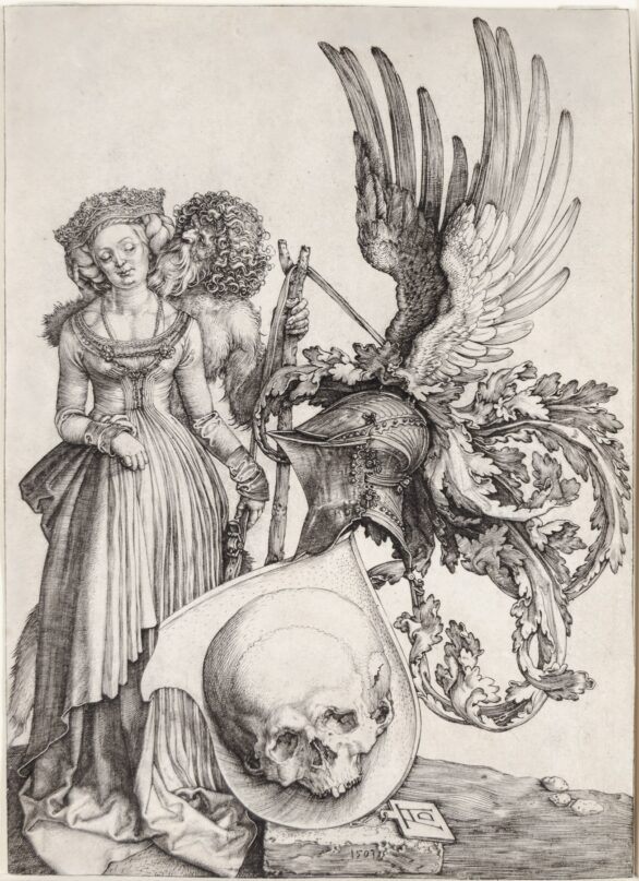 Albrecht Dürer Engraving: Coat of Arms with a Skull