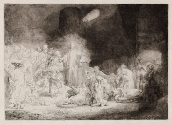 Rembrandt Van Rijn etching, Christ Healing the Sick