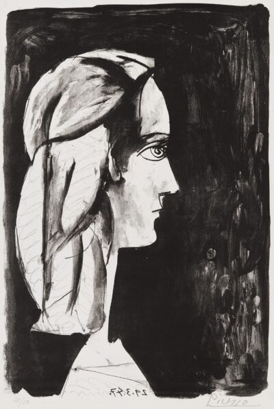 Pablo Picasso Profil-au-Fond-Noir