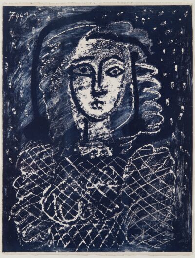 Pablo Picasso Lithograph Buste au fond étoilé