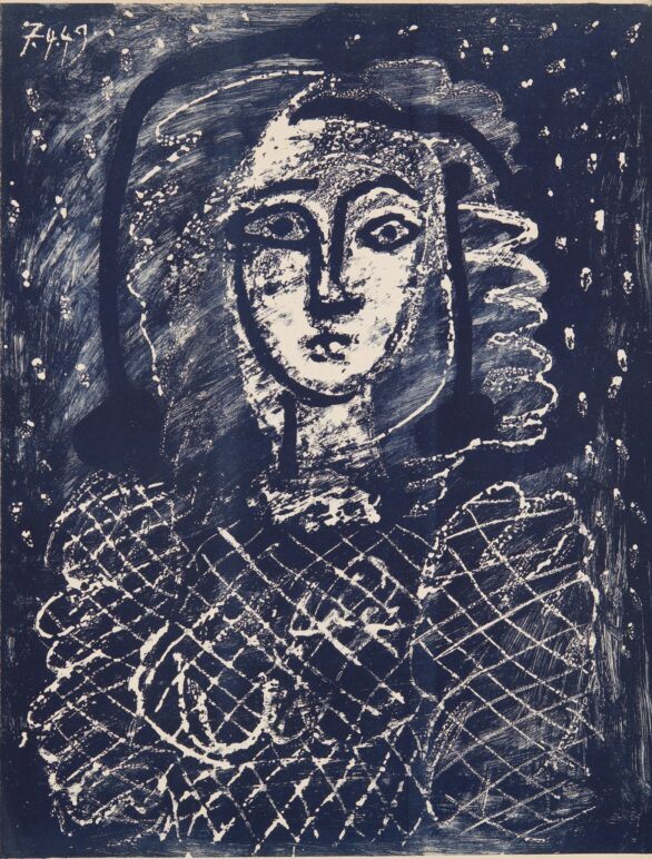 Pablo Picasso Lithograph Buste au fond étoilé
