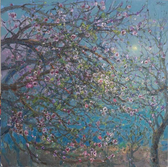 Bruno Zupan oil painting Almond Branches like Lovers in the Moonlight