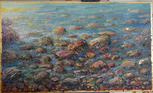 Bruno Zupan oil painting Rocks and Se
