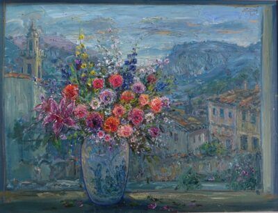 Bruno Zupan oil painting Bouquet in My Studio Window
