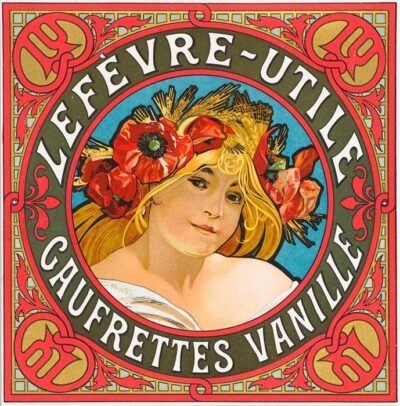Alphonse Mucha Lithograph "Lefévre-Utile/ Gaufrettes Vanille"