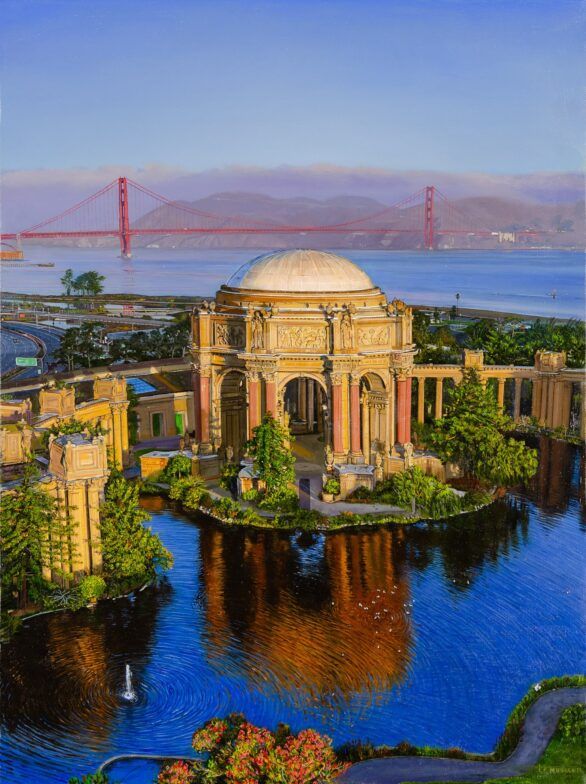 T.J. Mueller oil painting "Palace of Fine Art First Light"