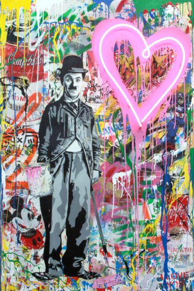 Mr. Brainwash neon & mixed media "Chaplin"