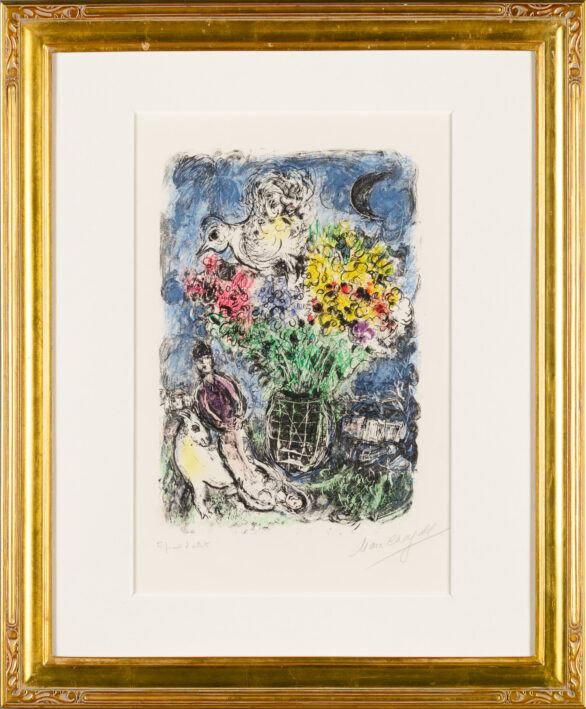 Marc Chagall lithograph "Le bouquet de nuit" Framed