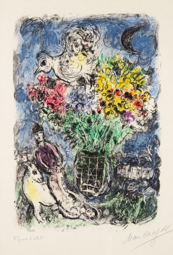 Marc Chagall lithograph "Le bouquet de nuit"