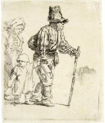 Rembrandt Van Rijn etching "Peasant Family on the Tramp"