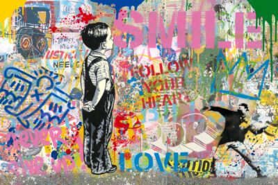 Mr. Brainwash silkscreen and mixed media "With All My Love"