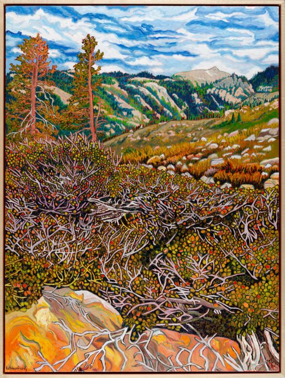 Kathleen Frank oil painting "From Atop Bear Valley Mountain" Framed