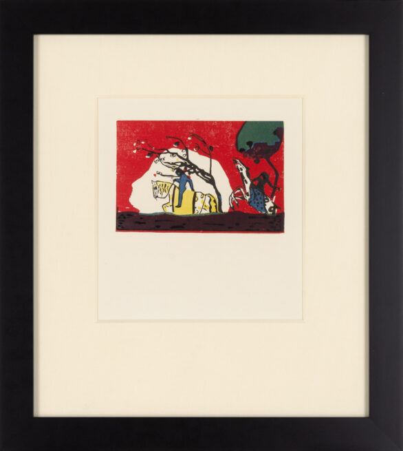 Wassily Kandinsky woodcut "Zwei Reiter Vor Rot"