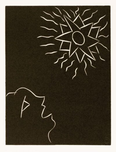 Henri Matisse linocut ". . . Mais soudain le soleil, secouant sa crinière . . . (p. 43; variant II)"