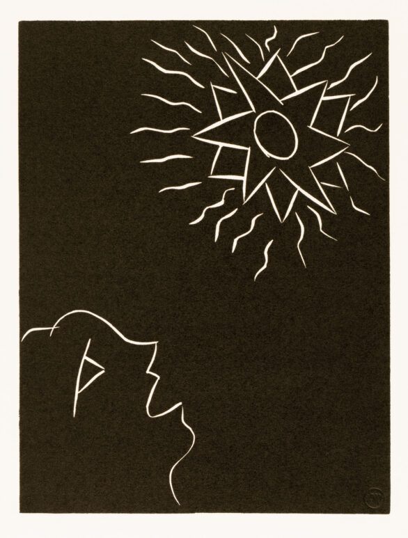 Henri Matisse linocut ". . . Mais soudain le soleil, secouant sa crinière . . . (p. 43; variant II)"