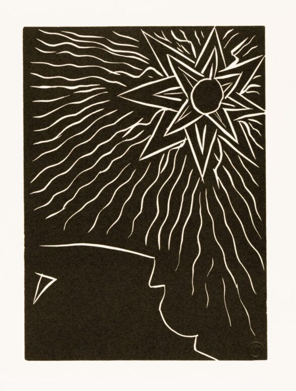 Henri Matisse linocut ". . . Mais soudain le soleil, secouant sa crinière . . . (p. 43; variant I)"