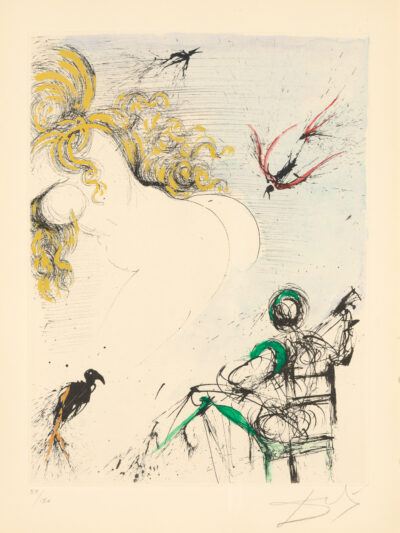 Salvador Dalí etching & drypoint "Femme au Perroquet"