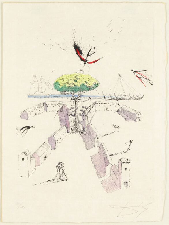 Salvador Dalí etching & drypoint "La Plage de Sète"