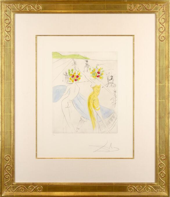 Salvador Dalí etching "Femme-fleurs au piano" Framed