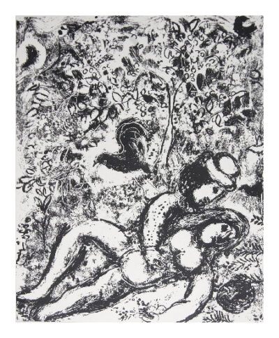 Marc Chagall lithograph "The Pair in the Tree"