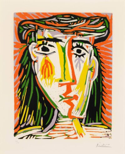 Pablo Picasso linocut "Jacqueline au chapeau de paille"