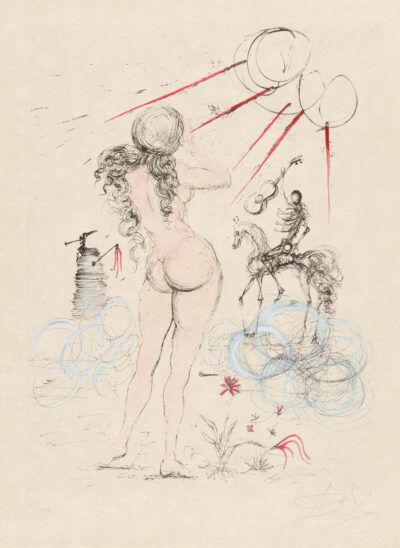 Salvador Dalí etching & drypoint "Femme, cheval et la mort"