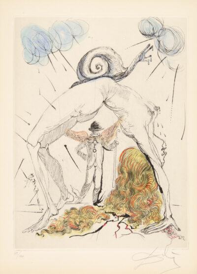 Salvador Dalí etching & drypoint "Femme à l’escargot"